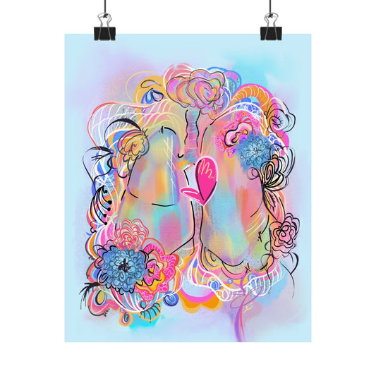 Breath by Breath Floral Lung Art Matte Vertical Art Print