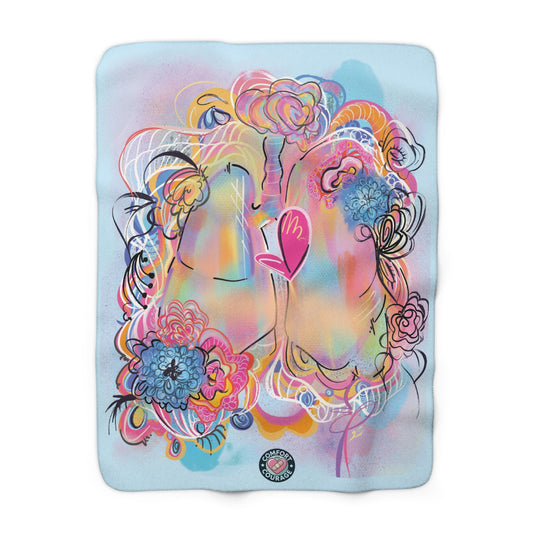 Breath by Breath Floral Lung Sherpa Fleece Blanket Chronic Illness Comfort, Calm & Healing Support