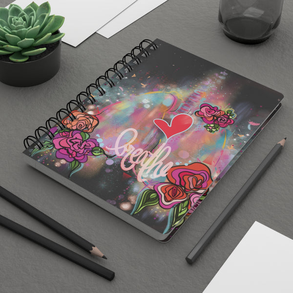 When the Night Finally Exhales Floral Lung Breathe -Inspirational Notebook with Heart & Roses