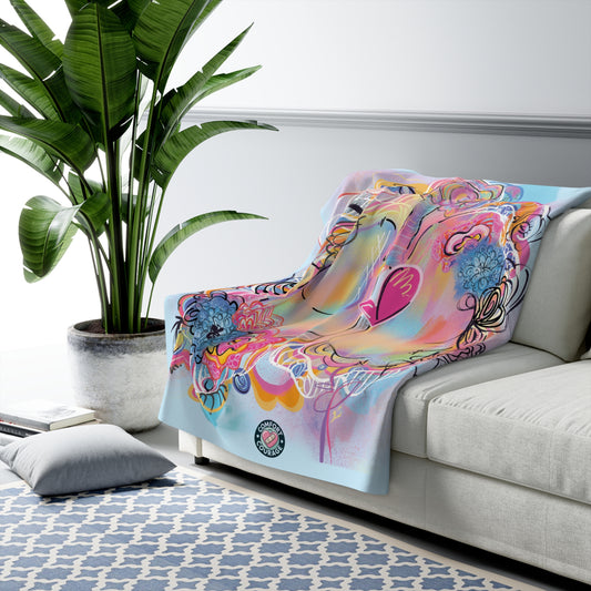 Breath by Breath Floral Lung Sherpa Fleece Blanket  Chronic Illness Comfort, Calm & Healing Support