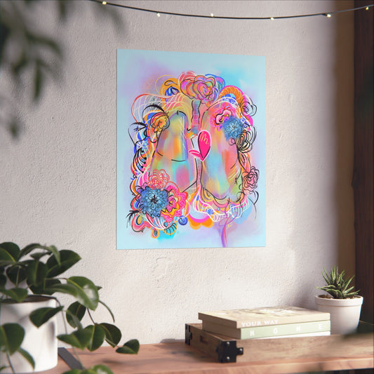 Breath by Breath Floral Lung Art Matte Vertical Art Print